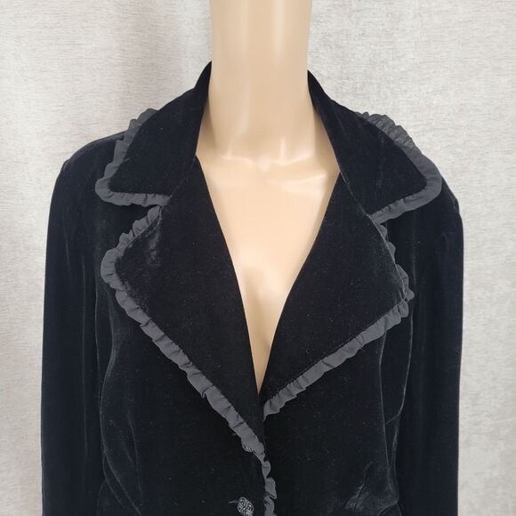 Hi Studio Black Velvety Velour Blazer Jacket Women's Plus Size 14 Whimsigoth - Picture 2 of 8